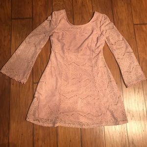 Lace mini dress with bell sleeves